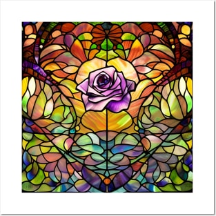 Stained Glass Rose Posters and Art